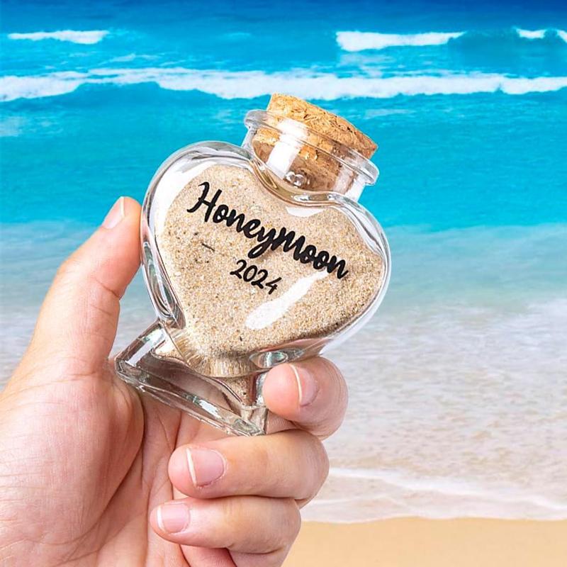 Honeymoon Sand Keepsake JarBridal Shower Gift, Wedding Gift, Engagement Gift, Honeymoon Gift, Travel Gift for Couples, Newlywed, Fiance(Gift Box Includes) - 40ml Glass