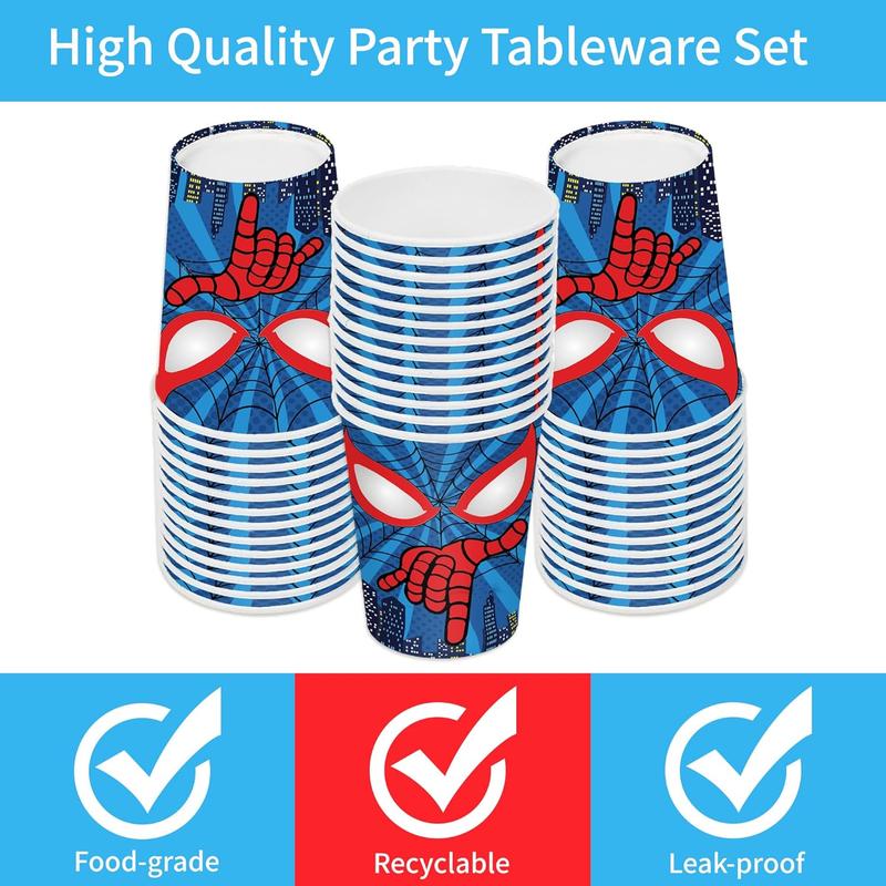 120 count Spider Birthday Party Supplies Spider Paper Plates and Napkins Set Red Blue Forks  Birthday Party Decorations Serve 24 Guests