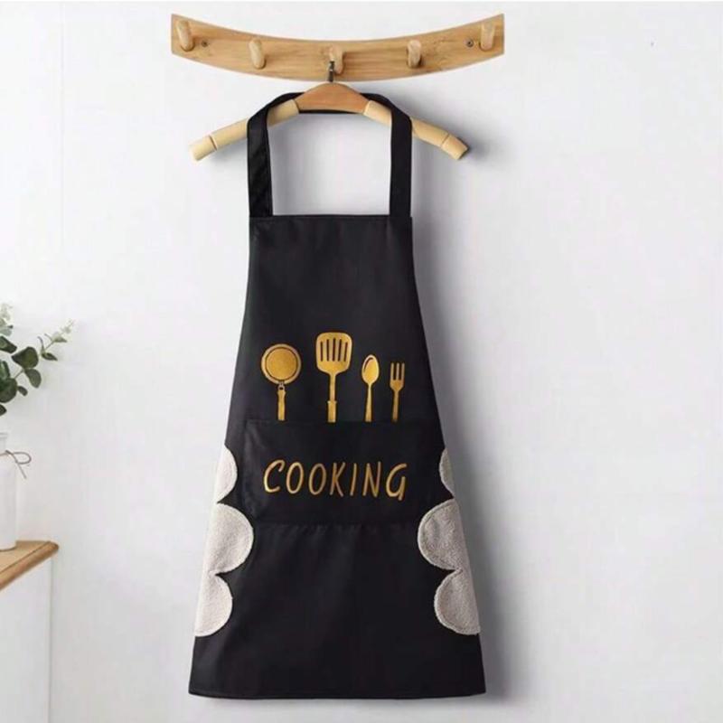 Adjustable Neck Strap Waterproof And Oil-Proof Cooking Apron With 2 Pockets, Unisex Kitchen Apron For Restaurant And Home Cooking