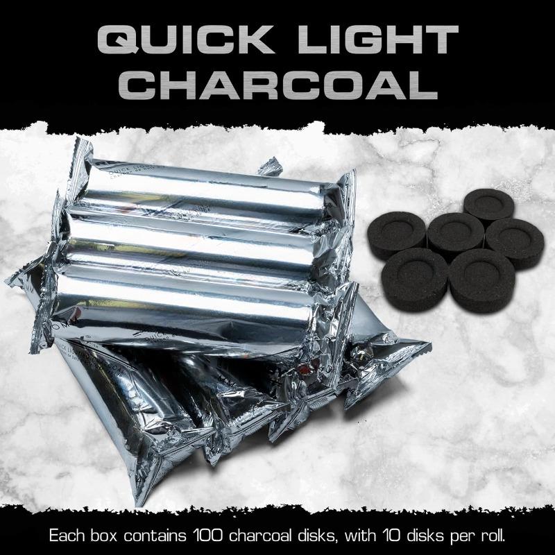 Multipurpose  Tablets – Quick Light Coal Tablets –  Coal Rolls – 100 Coal Briquettes – Slow Burn - Instant Lighting - Incense