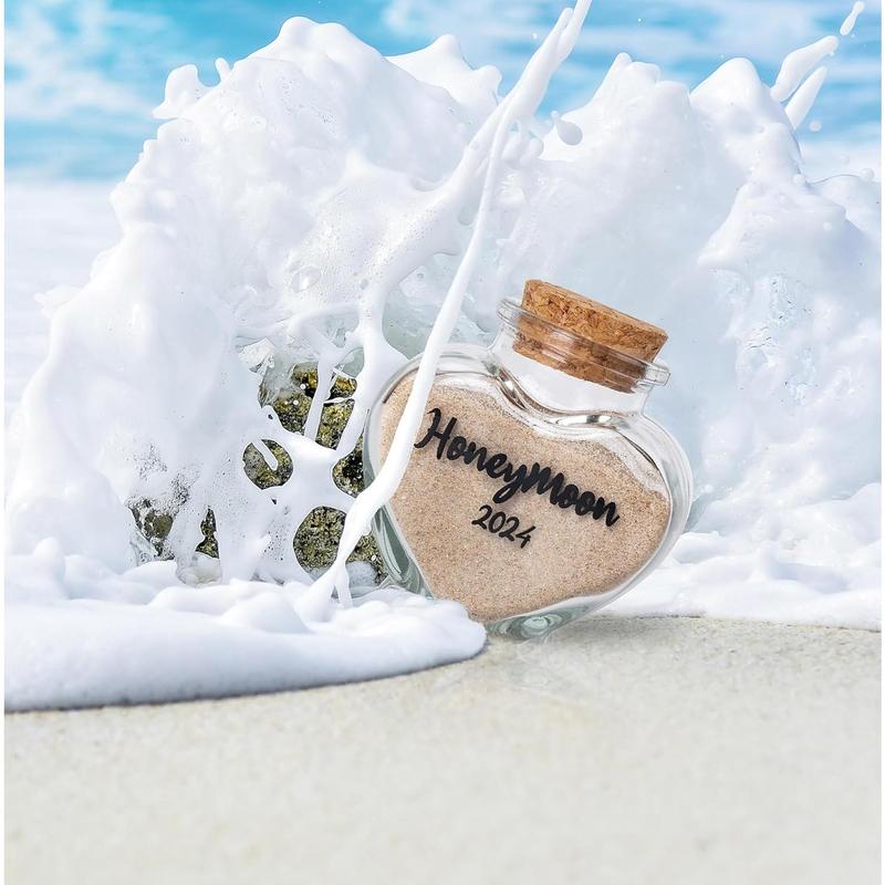 Honeymoon Sand Keepsake JarBridal Shower Gift, Wedding Gift, Engagement Gift, Honeymoon Gift, Travel Gift for Couples, Newlywed, Fiance(Gift Box Includes) - 40ml Glass