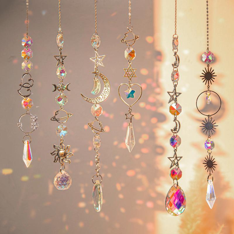 Suncatcher Wind Chime Garden Outdoor Wind Bell Crystal 3d Wind Spinner Hanging Pendant Home Aesthetic Decoration Rainbow Maker