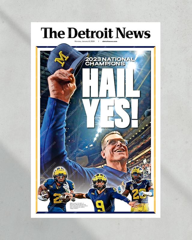 2024 Michigan Wolverines National Triumph: 'HAIL YES!' Tribute - Framed Commemorative Print