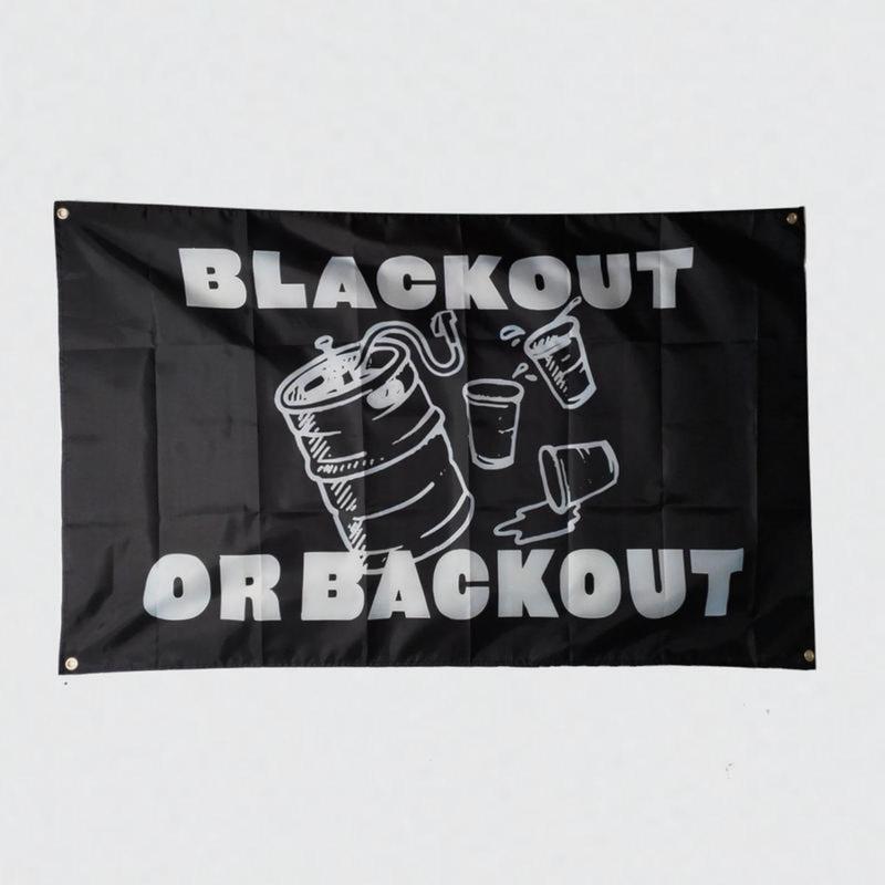 Blackout or Backout 3x5ft Tapestry – 90x150cm Wall Hanging with Double-Stitched Edge and 4 Brass Grommets for College Dorm or Home Decor