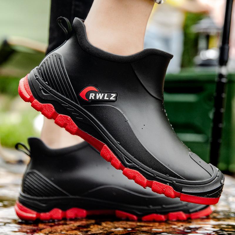 Unisex Waterproof Ankle Rain Boots, Non-Slip Short Tube Shoes for Fishing, Work and Outdoor Delivery, Fashion Four Seasons Footwear