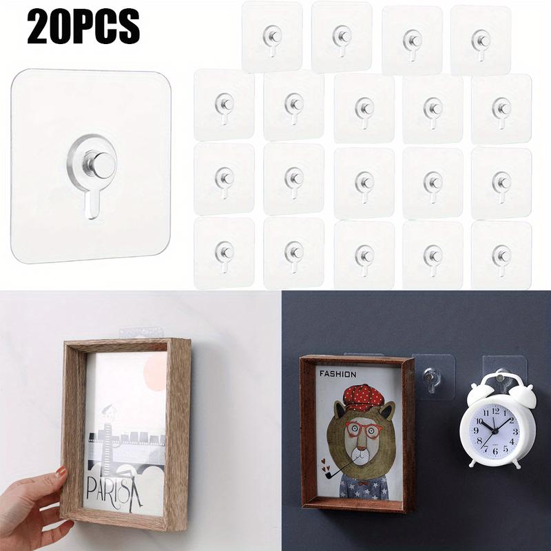 20Pcs Adhesive Wall Hooks, Picture Wall Hooks for Hanging, Waterproof No-Trace Hook, for Kitchen, Bathroom, Home and Office Use