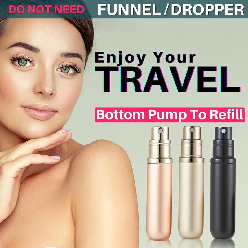 Refillable Portable Mini Perfume Atomizer for Travel, 5ml Luxury Empty Leakproof Pump Perfume Spray bottle Atomizer for Man and Woman (Y-Champaign Gold)