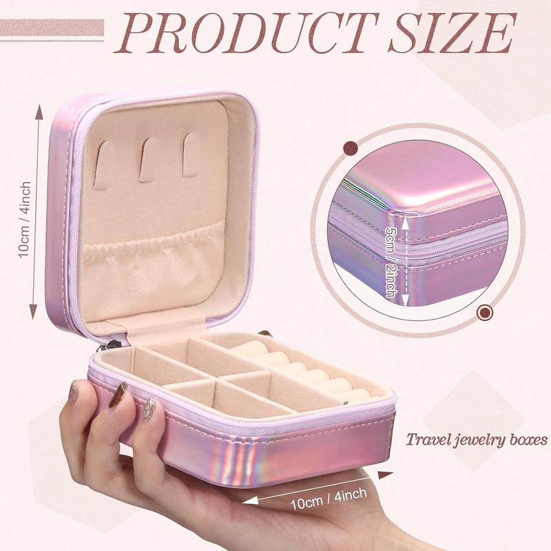 Portable Jewelry Storage Box with Mirror, 1 Count Multi-grid Jewelry Organizer, Jewelry Storage Box for Earrings, Rings, Necklaces, Travel Case