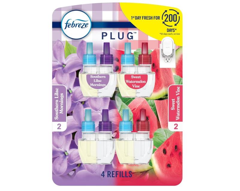 Febreze Plug-In Air Freshener Refills - Lilac & Watermelon, 4-Pack (2 Each), .79 fl oz