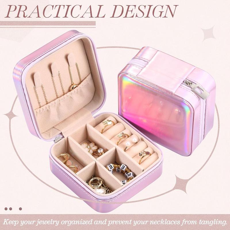 Portable Jewelry Storage Box with Mirror, 1 Count Multi-grid Jewelry Organizer, Jewelry Storage Box for Earrings, Rings, Necklaces, Travel Case