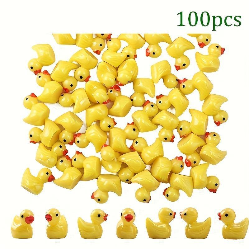 Mini Duck Resin Decoration, 100pcs set Cute Yellow Duck Ornament, Doll House Decoration, Party Gift, Birthday Gift, Seasonal Gift