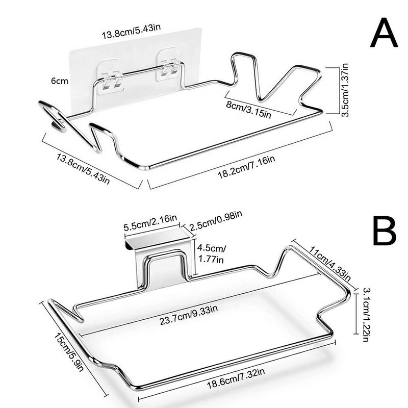 Stainless Steel Garbage Bag Holder, 1 Count Kitchen Cabinet Door Hanging Trash Bag Rack, Home Organizer for Kitchen Bathroom