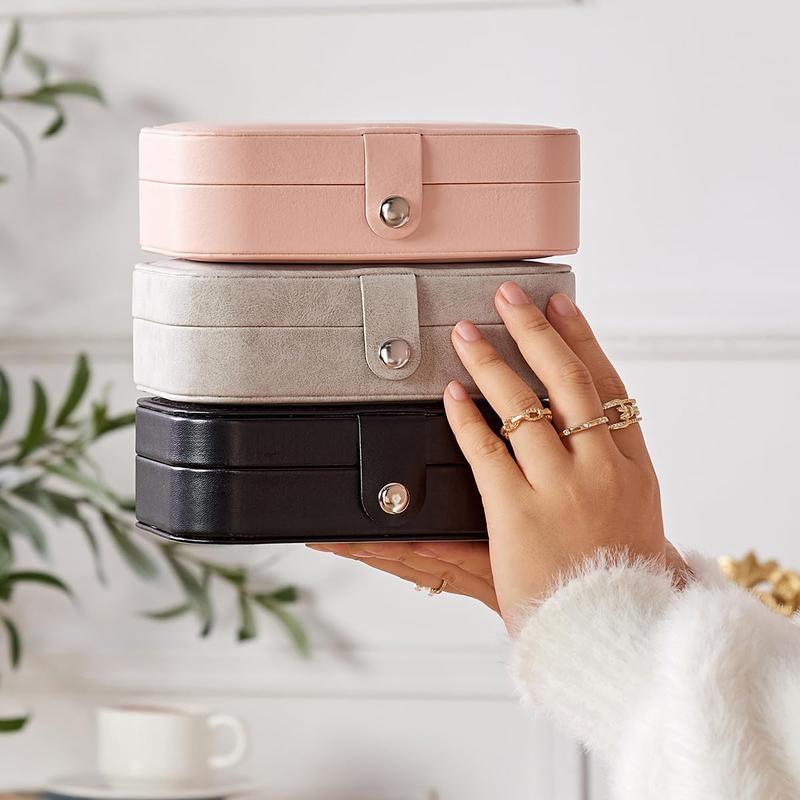 Travel  Box, PU Leather Small Gift Portable Case, 2 Layers Organizer Display Storage Boxes for Rings, Earrings, Necklaces, Bracelets