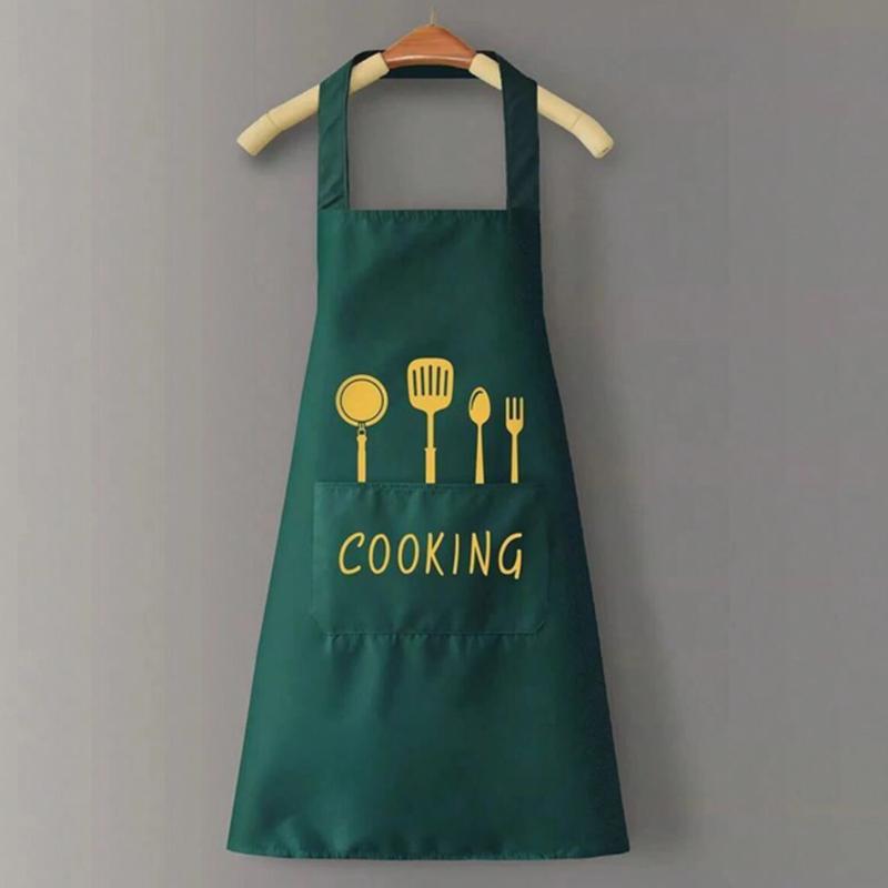 Adjustable Neck Strap Waterproof And Oil-Proof Cooking Apron With 2 Pockets, Unisex Kitchen Apron For Restaurant And Home Cooking