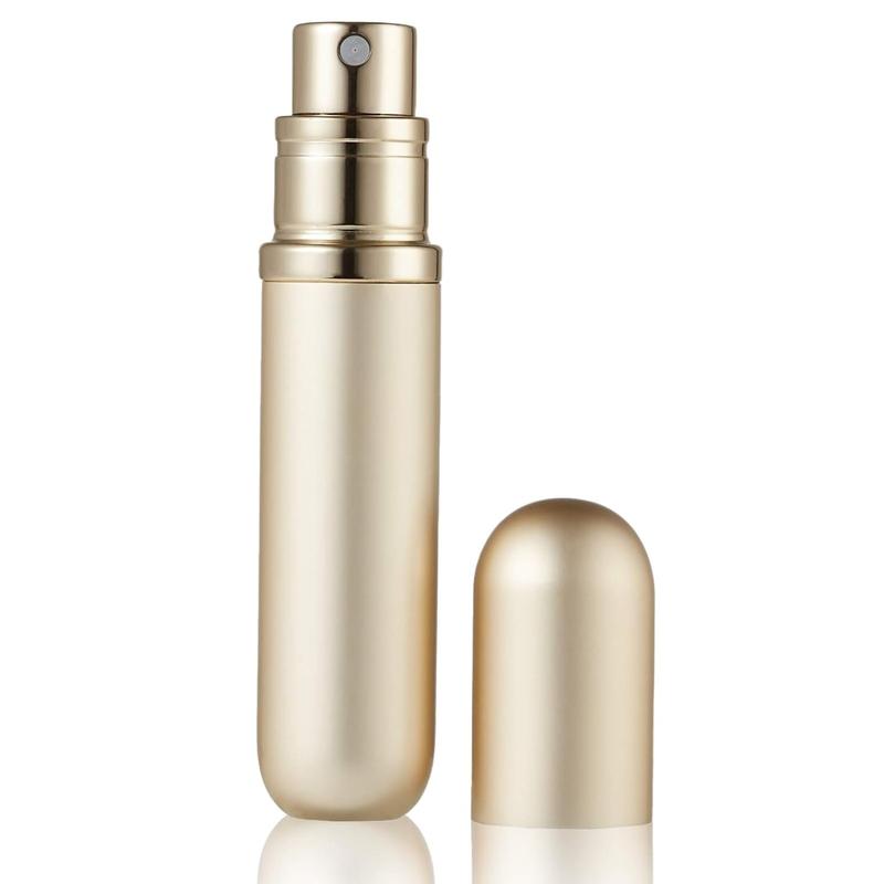 Refillable Portable Mini Perfume Atomizer for Travel, 5ml Luxury Empty Leakproof Pump Perfume Spray bottle Atomizer for Man and Woman (Y-Champaign Gold)