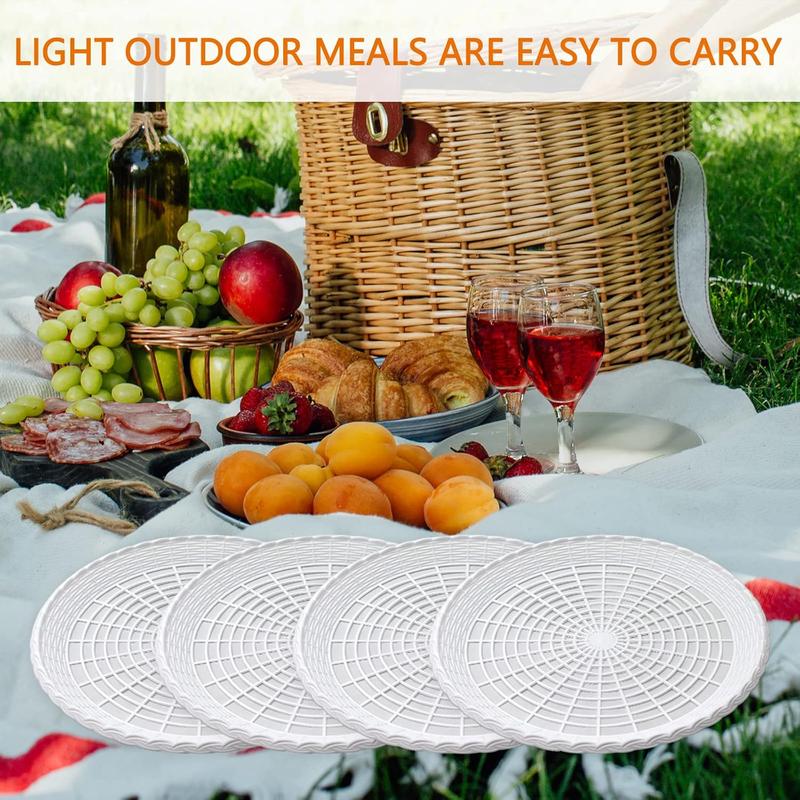 Paper Plate Holders, 8 Packs 10 Inch paper plate holders reusable white Plastic Heavy Duty supports for Picnic Party Dinner