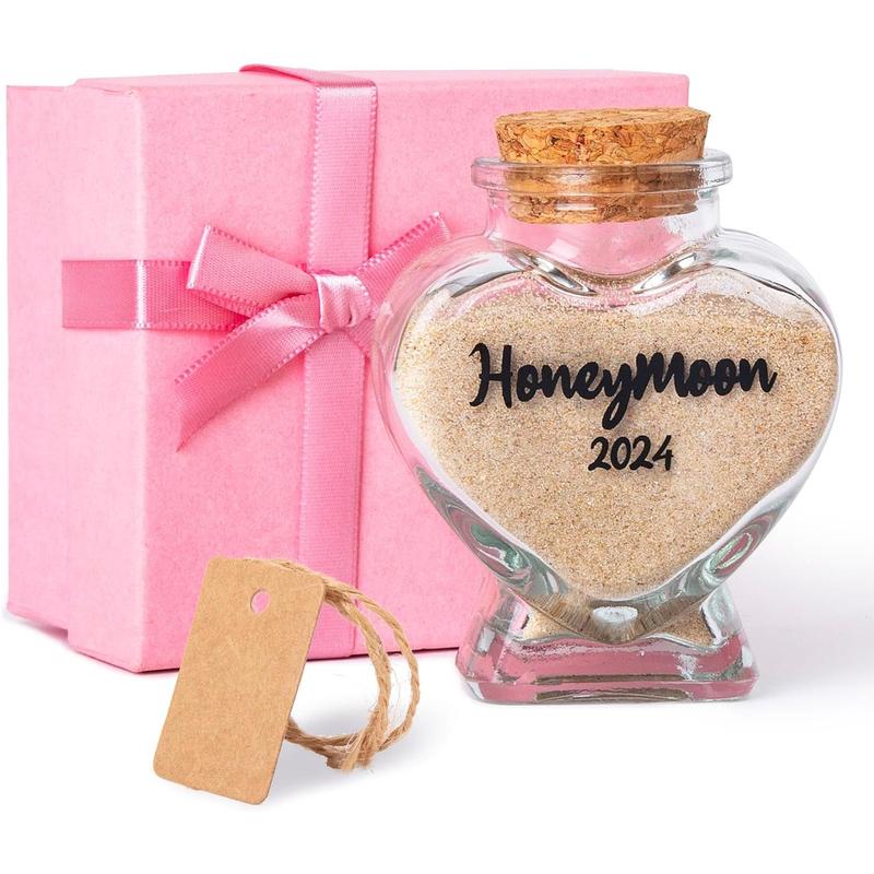 Honeymoon Sand Keepsake JarBridal Shower Gift, Wedding Gift, Engagement Gift, Honeymoon Gift, Travel Gift for Couples, Newlywed, Fiance(Gift Box Includes) - 40ml Glass