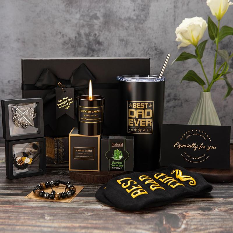 Christmas Gifts for Dad Gifts for Men Fathers Birthday Gifts for Dad, Dad Ever Gifts Man Black Gifts Basket Ideas Set,Birthday Gift Box Birthday Presents for Dad,Husband,Brother,Boyfriend