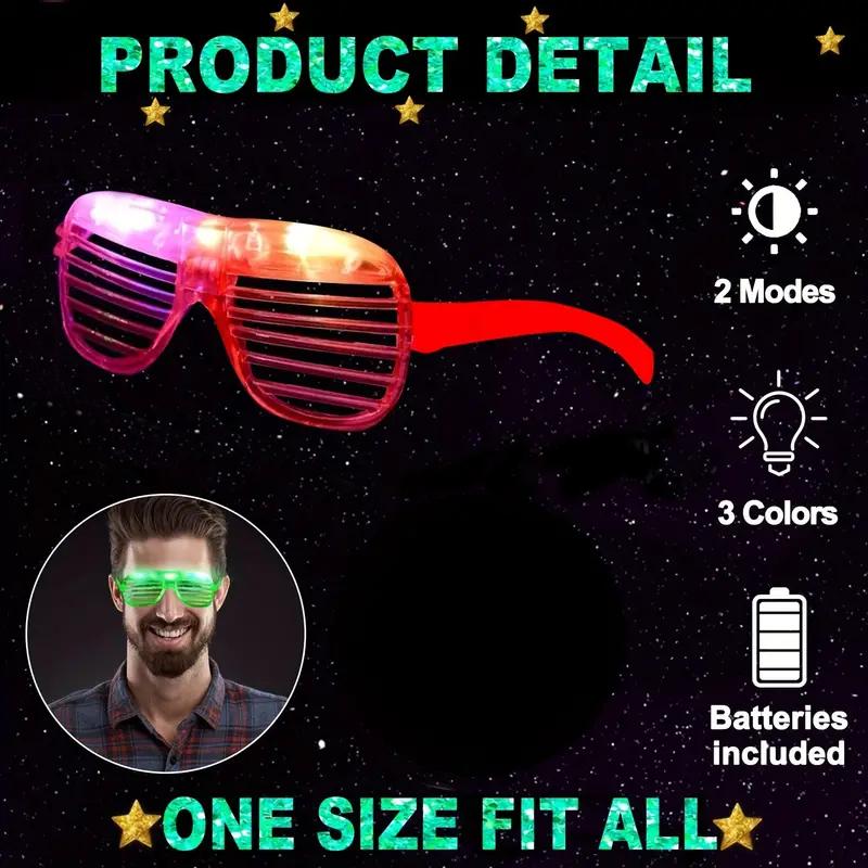 10Pcs Unisexes flashing slotted shutter shades, multi-colored plastic glasses, on off buttons, event party accessories, festive decor