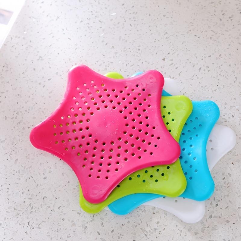 4pcs Random Color Star Shaped Kitchen Filter, Washable Hollow Out Design Hair Catcher, Drain Cover for Kitchen Bathroom Bathtub