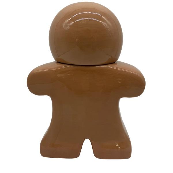 57-Oz Gingerbread Man Glazed Earthenware Ceramic Treat Jar with Lid, Multicolor - Perfect for Storing Cookies and Sweets