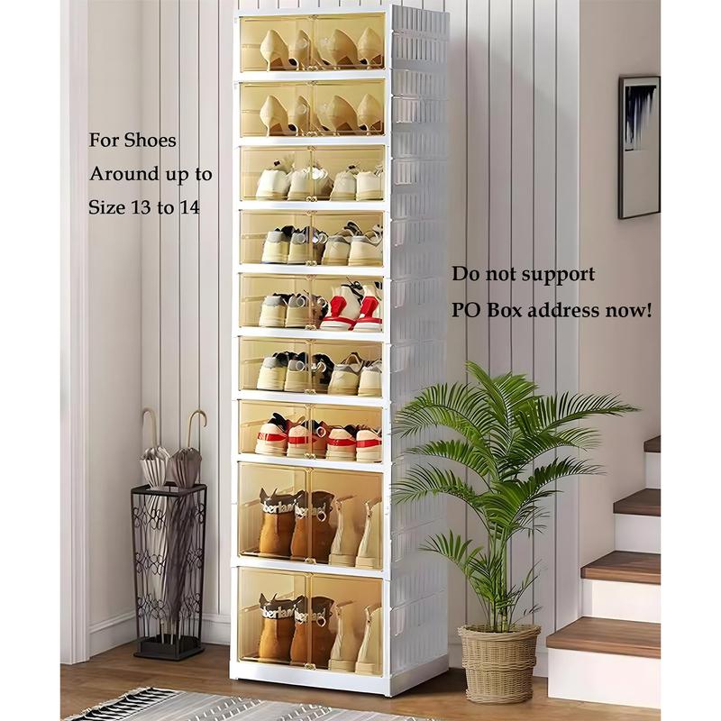 NLDD's 9-Level Clear Shoe Rack Revolution: Collapsible-Expandable Organizer for 18 Pairs, Compact Closet Essential with Transparent Boxes, Wheels