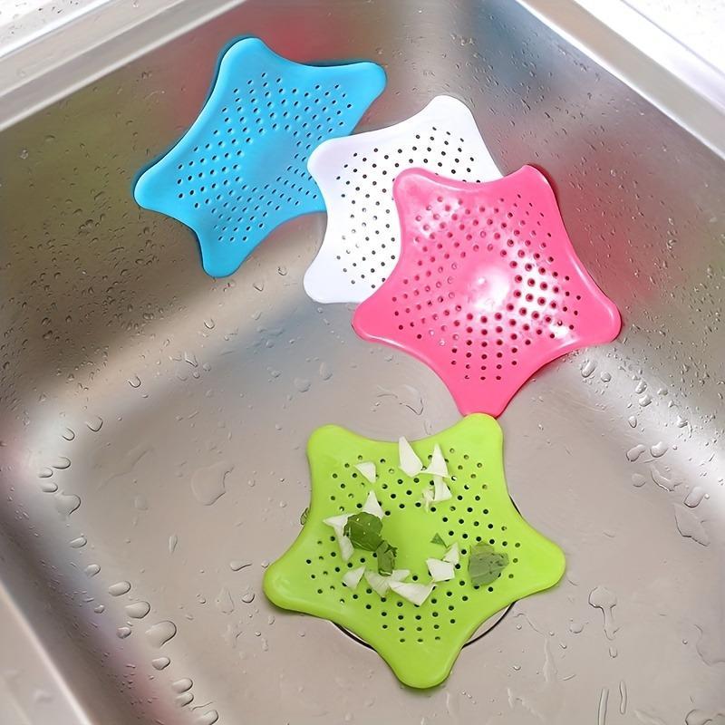 4pcs Random Color Star Shaped Kitchen Filter, Washable Hollow Out Design Hair Catcher, Drain Cover for Kitchen Bathroom Bathtub