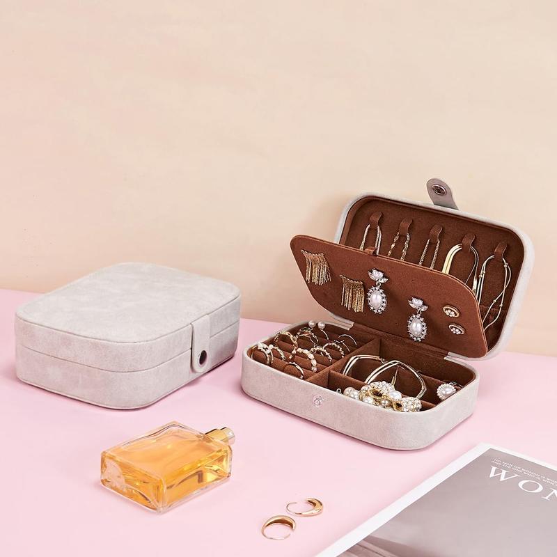 Travel  Box, PU Leather Small Gift Portable Case, 2 Layers Organizer Display Storage Boxes for Rings, Earrings, Necklaces, Bracelets