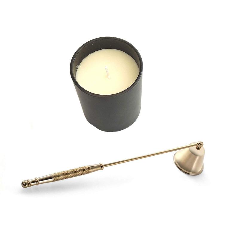 Candle Snuffer, Candle Snuffers Wick Snuffer Candle Accessory, Extinguish Candle Flame Safely with Long Handle Putting Out Fire (Gold Candle Snuffer)