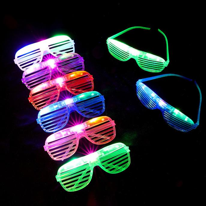 10Pcs Unisexes flashing slotted shutter shades, multi-colored plastic glasses, on off buttons, event party accessories, festive decor