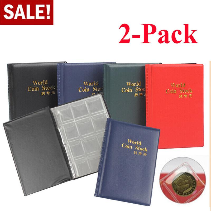 2Pcs 120 Pockets Coin Collection Storage Book Album Money Holder Coins Folder US