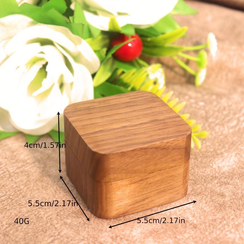 Wooden Ring Storage Box, 1 Count Vintage Square Ring Box, Ring Storage Organizer for Men & Women, Gift Box for Engagement, Wedding