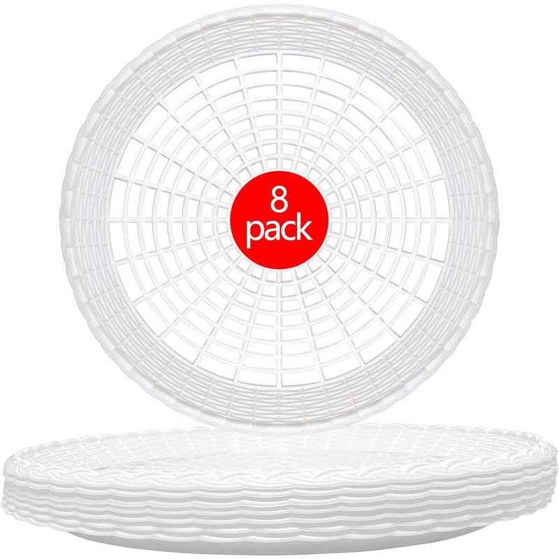 Paper Plate Holders, 8 Packs 10 Inch paper plate holders reusable white Plastic Heavy Duty supports for Picnic Party Dinner