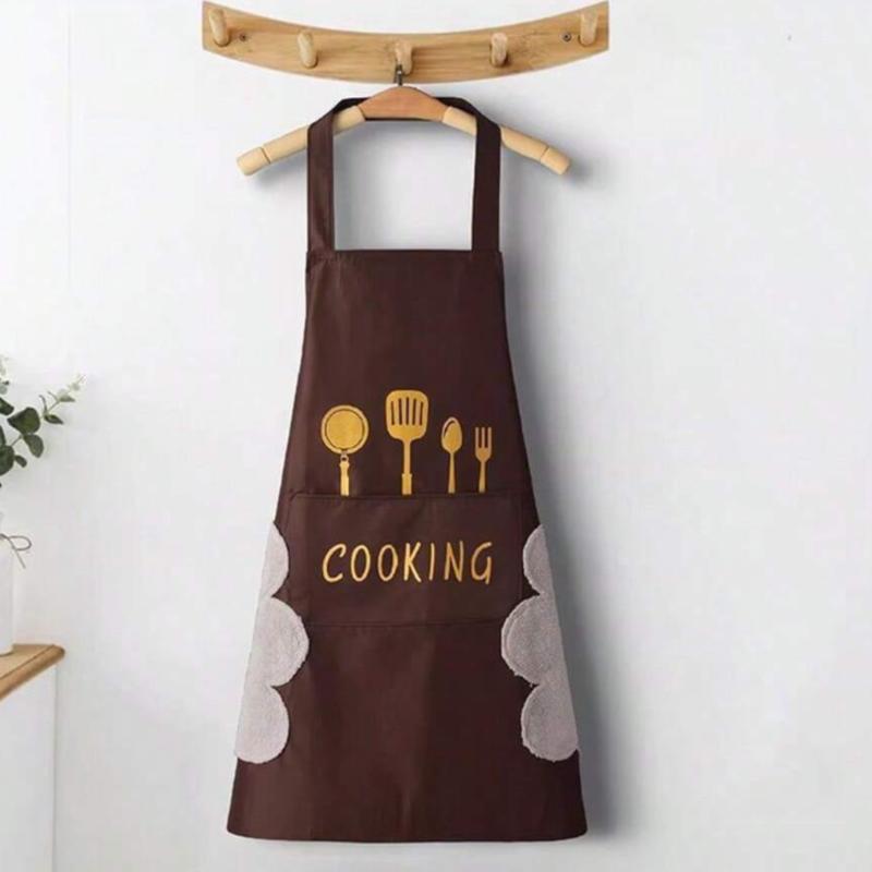 Adjustable Neck Strap Waterproof And Oil-Proof Cooking Apron With 2 Pockets, Unisex Kitchen Apron For Restaurant And Home Cooking