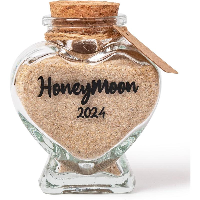 Honeymoon Sand Keepsake JarBridal Shower Gift, Wedding Gift, Engagement Gift, Honeymoon Gift, Travel Gift for Couples, Newlywed, Fiance(Gift Box Includes) - 40ml Glass