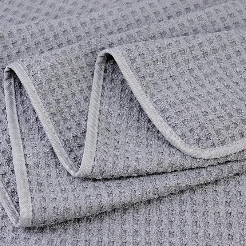 Microfiber Oversize Quick Dry Lint Free Bath Towel, 60 x 30 in, Set of 2 (Gray, Waffle Weave) Waffle Weave