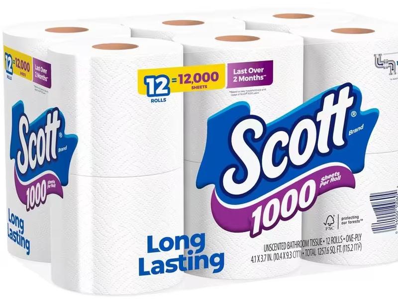 White Toilet Tissue 1000-Sheet 12 Rolls Per Pack Wipes