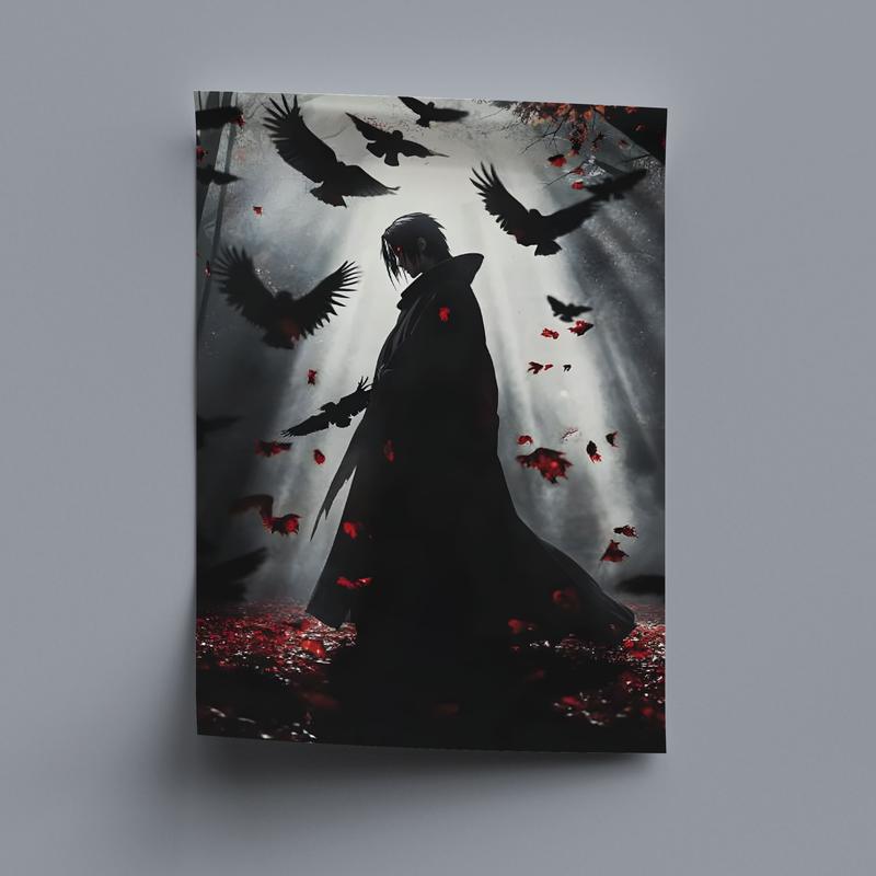 Itachi Uchiha Poster, Naruto Fan Art, Printable Anime Wall Art, Akatsuki Decor, Shonen Ninja Art, Sharingan Poster