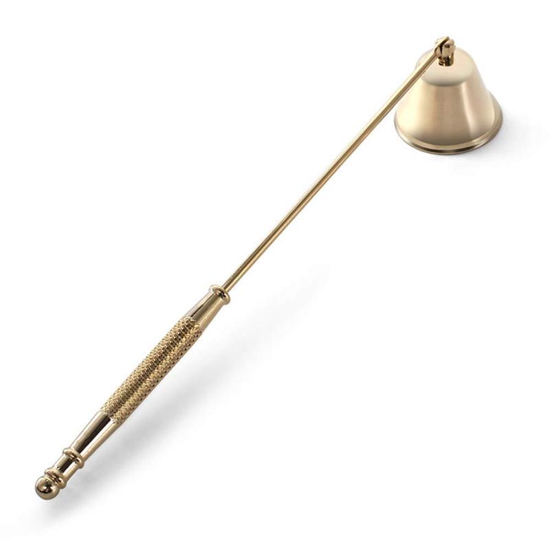 Candle Snuffer, Candle Snuffers Wick Snuffer Candle Accessory, Extinguish Candle Flame Safely with Long Handle Putting Out Fire (Gold Candle Snuffer)