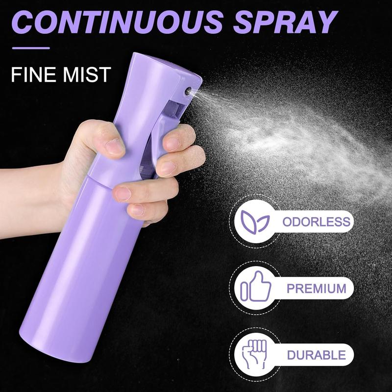 Continuous Spray Bottle for Hair (10.1oz 300ml) 2 Pack Mister Spray Bottles for Cleaning Empty Ultra Fine Water Mist Sprayer for Hairstyling Plant Garden Curly Hair Etc (Purple)