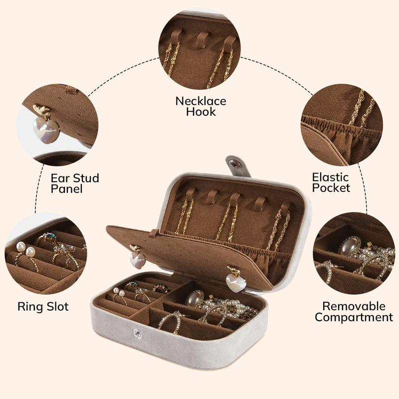 Travel  Box, PU Leather Small Gift Portable Case, 2 Layers Organizer Display Storage Boxes for Rings, Earrings, Necklaces, Bracelets