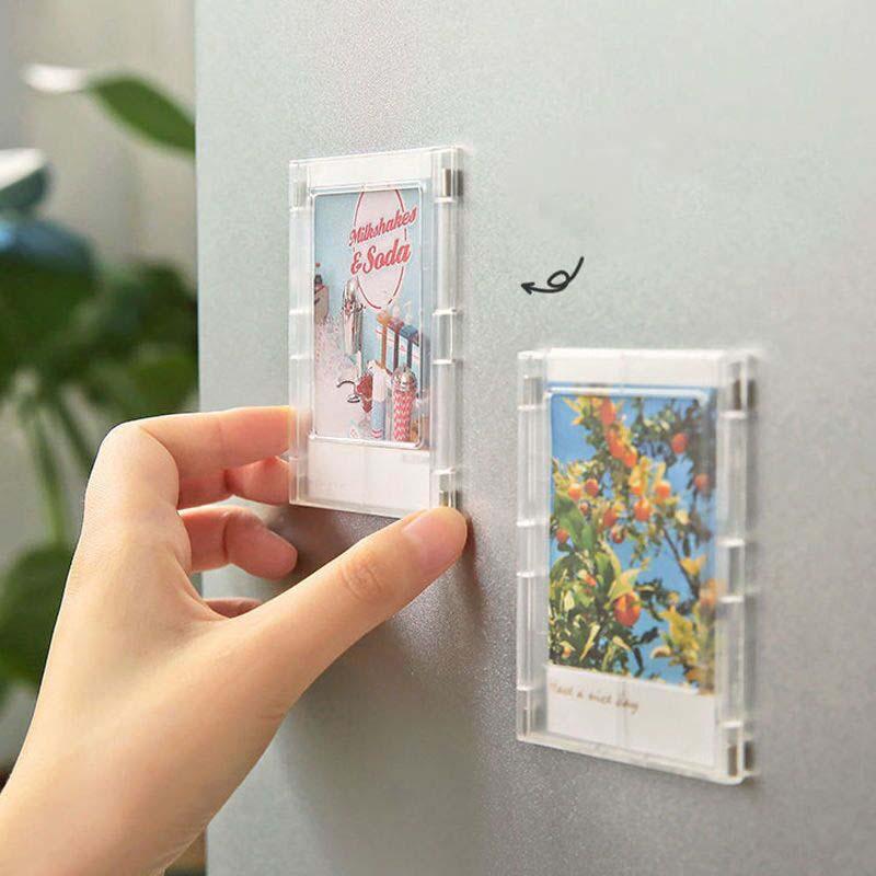 Magnetic Photo Frame, 2 Counts Creative Mini Photo Display Frame, Photo Display Stand for Home Office Desk School Decor