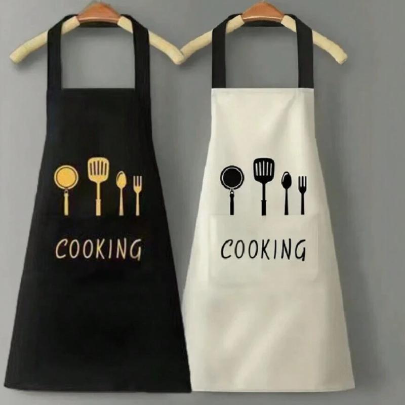 Adjustable Neck Strap Waterproof And Oil-Proof Cooking Apron With 2 Pockets, Unisex Kitchen Apron For Restaurant And Home Cooking