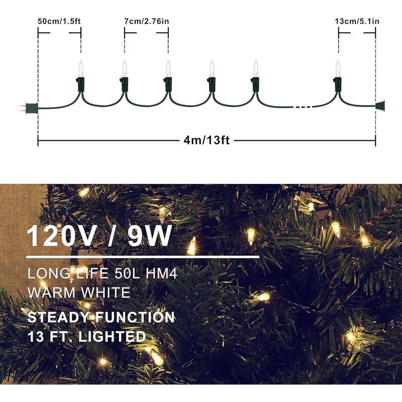 Outdoor Christmas Lights,120V UL Certified 2 Pack 13ft 50 Mini String Lights Connectable, Waterproof Fairy Lights for Garden Xmas Tree Wedding Wreath Party Decoration (Warmwhite 2 )