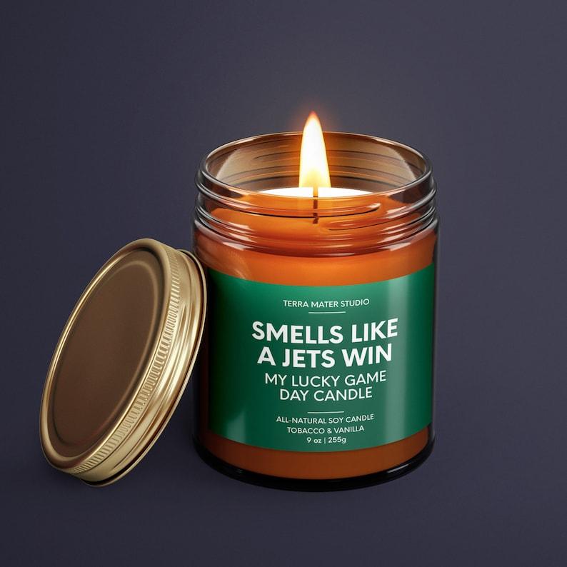 Smells Like A Jets Win | Lucky Game Day Candle | Soy Candle | Jets Fan Gift | Jets Gifts | Jets Candle | Jets Gift | New York Gift