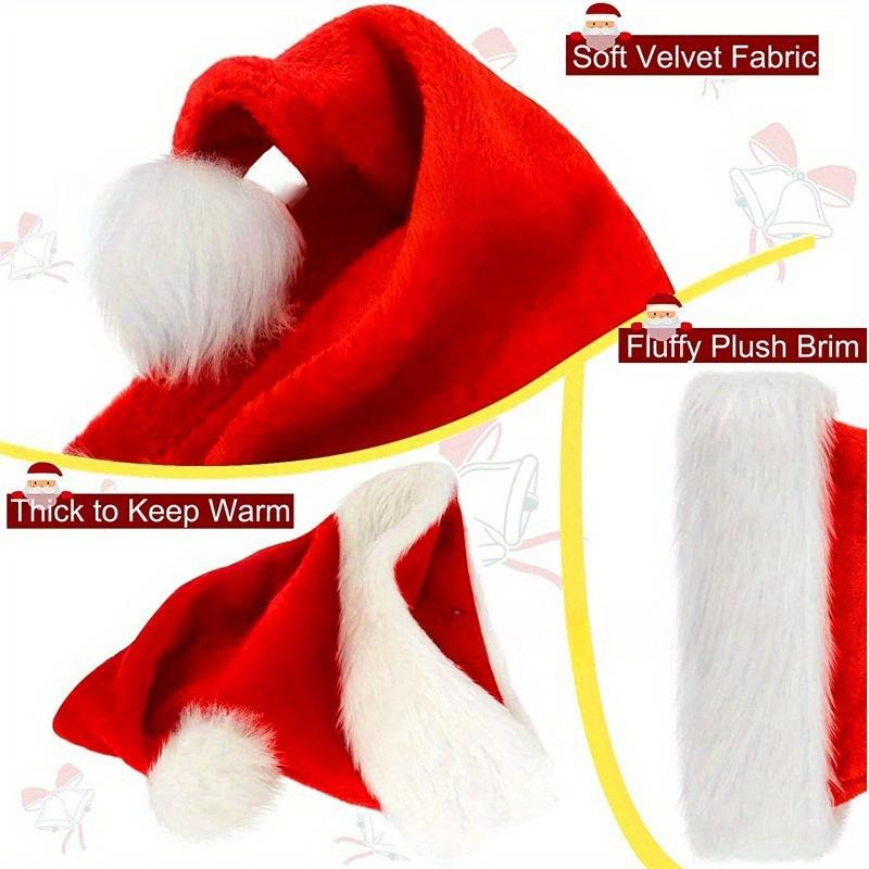 Santa Claus Hat, Red Soft Wool, Machine Washable, Holiday Party Decoration, No Feather, No Battery, Holiday Celebration Accessories