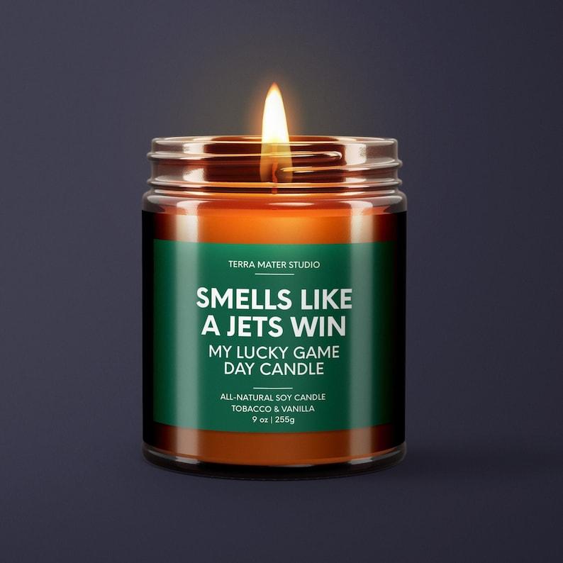 Smells Like A Jets Win | Lucky Game Day Candle | Soy Candle | Jets Fan Gift | Jets Gifts | Jets Candle | Jets Gift | New York Gift