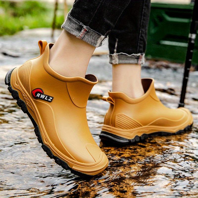 Unisex Waterproof Ankle Rain Boots, Non-Slip Short Tube Shoes for Fishing, Work and Outdoor Delivery, Fashion Four Seasons Footwear