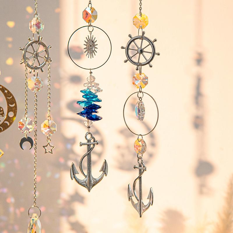 Suncatcher Wind Chime Garden Outdoor Wind Bell Crystal 3d Wind Spinner Hanging Pendant Home Aesthetic Decoration Rainbow Maker