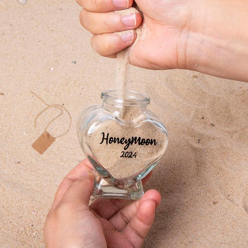 Honeymoon Sand Keepsake JarBridal Shower Gift, Wedding Gift, Engagement Gift, Honeymoon Gift, Travel Gift for Couples, Newlywed, Fiance(Gift Box Includes) - 40ml Glass